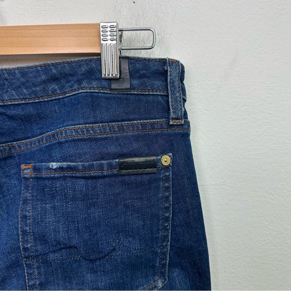 7Fam Jeans Mid Rise Straight Dark Wash Jeans Size 30 - Picture 4 of 11